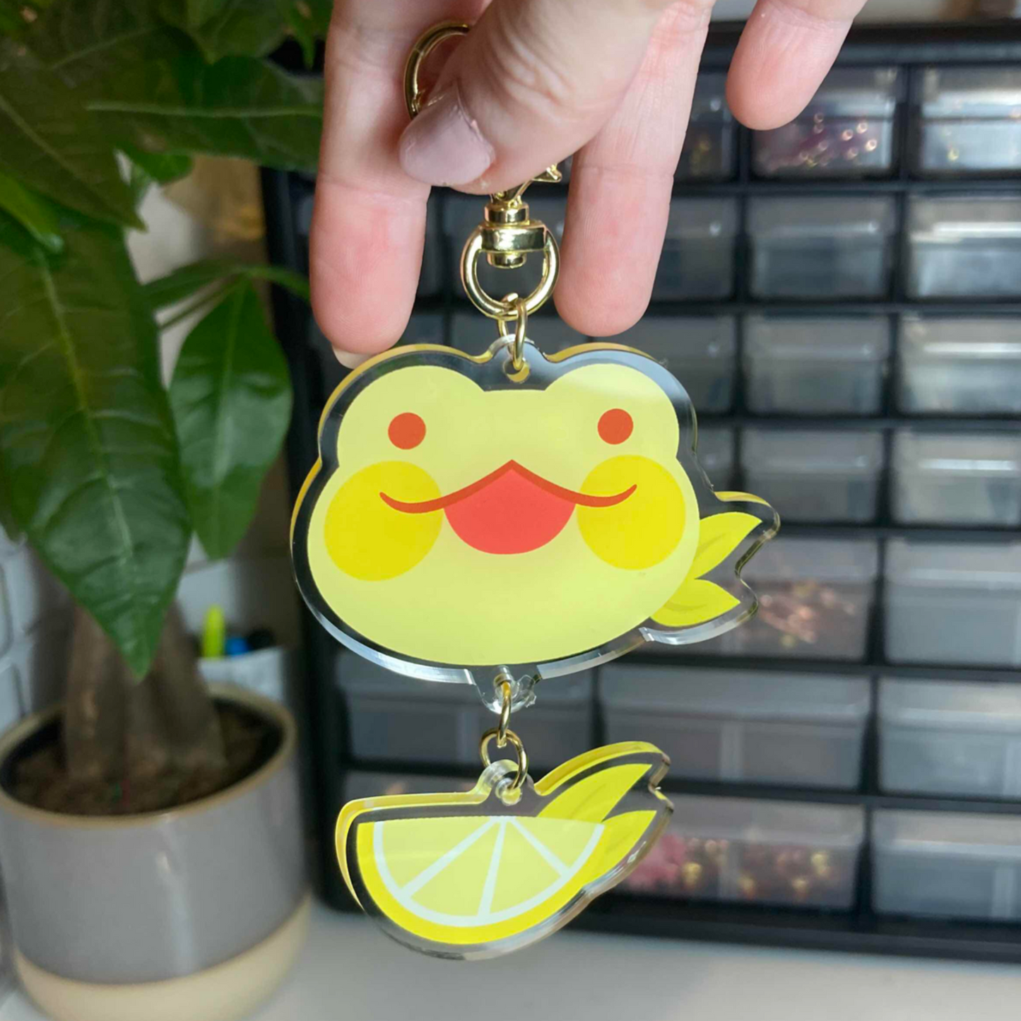 Lemon Frog Acrylic Keychain