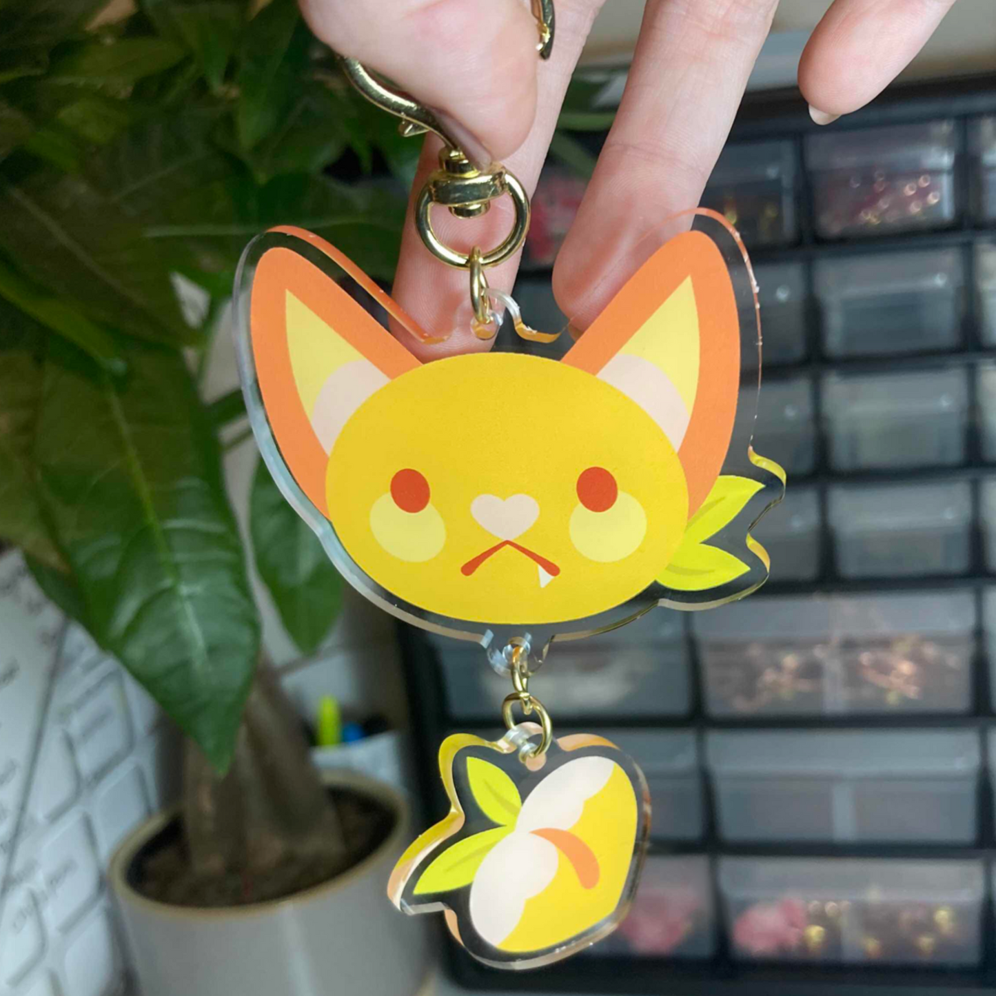 Peach Bat Acrylic Keychain