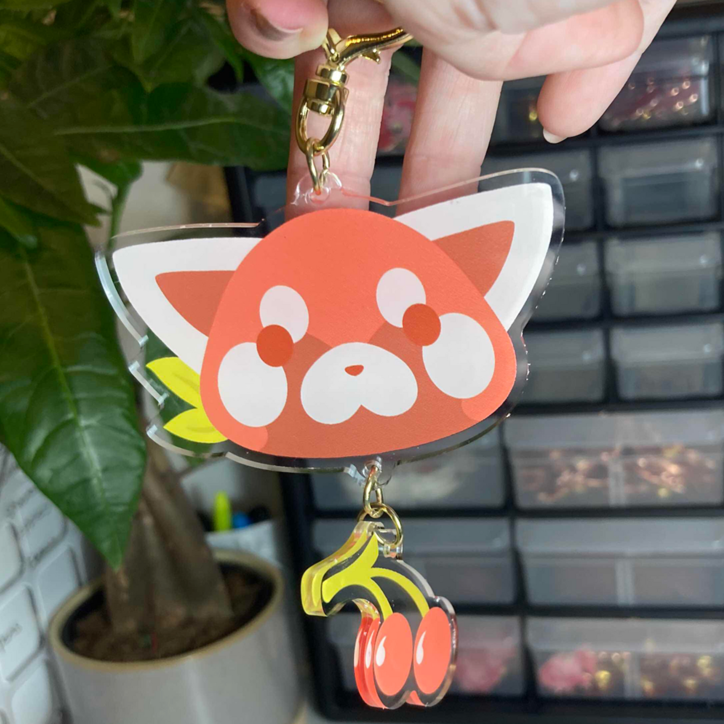 Cherry Red Panda Acrylic keychain