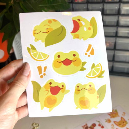 Lemon Frog Vinyl Sticker Sheet