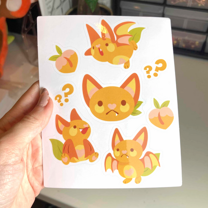 Peach Bat Vinyl Sticker Sheet