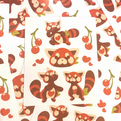 Cherry Red Panda Vinyl Sticker Sheet