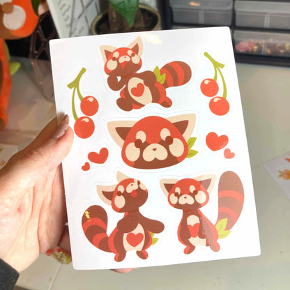 Cherry Red Panda Vinyl Sticker Sheet