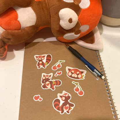 Cherry Red Panda Vinyl Sticker Sheet