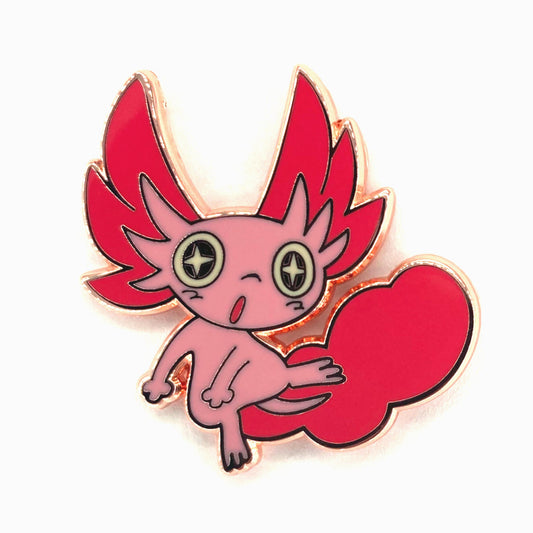 Surprised Axolotl Enamel Pin 1.5 inch | kawaii, cute, lapel pin, rosegold hard enamel pin